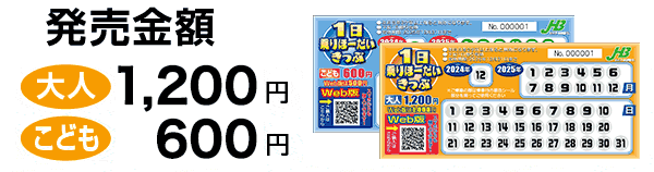 発売金額：大人800円、子供400円