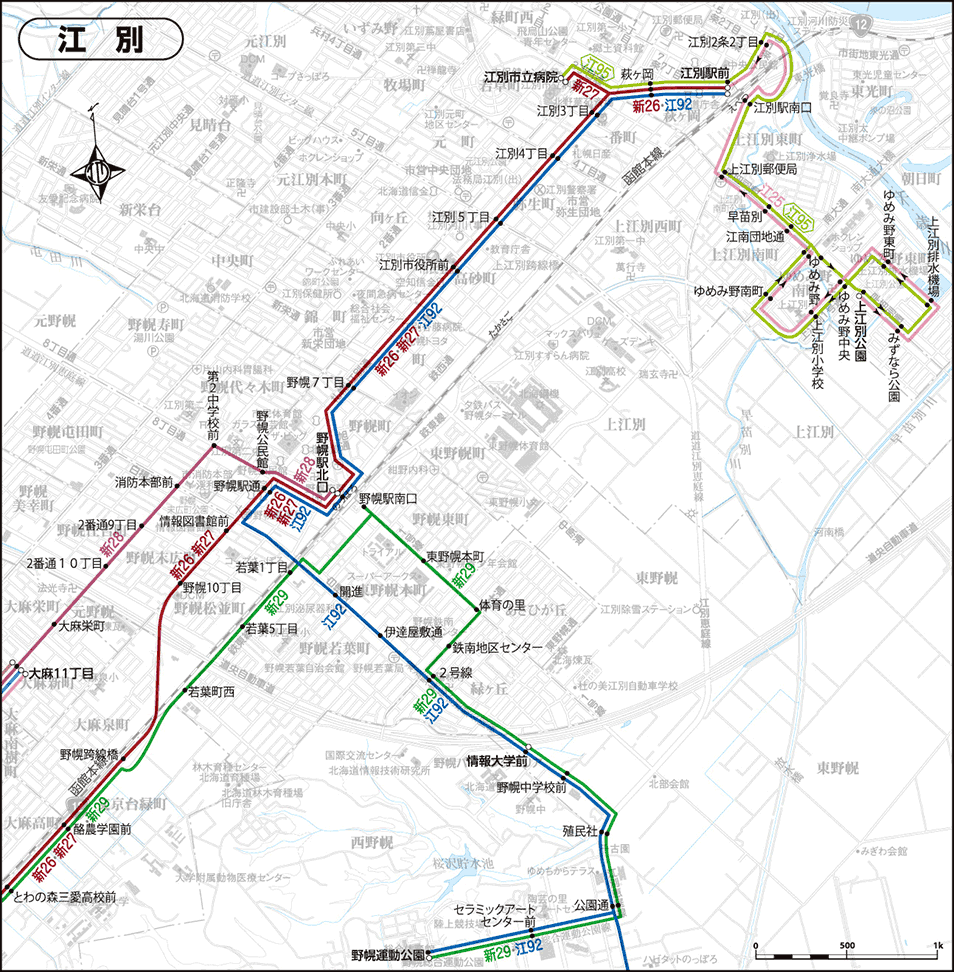 江別方面 時刻表 路線図 一般路線バス 札幌市内及び近郊 Jhb ジェイ アール北海道バス