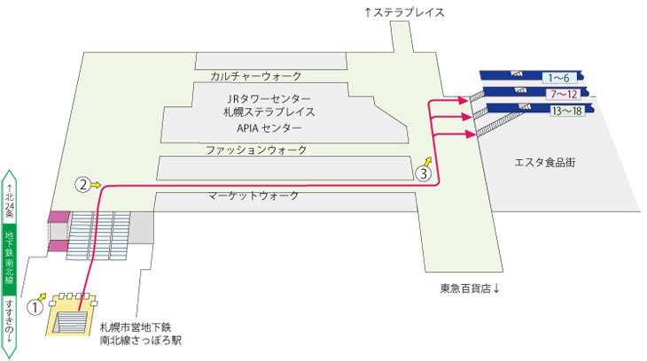 札幌駅バスターミナル詳細 時刻表 路線図 のりば案内 Jhb ジェイ アール北海道バス